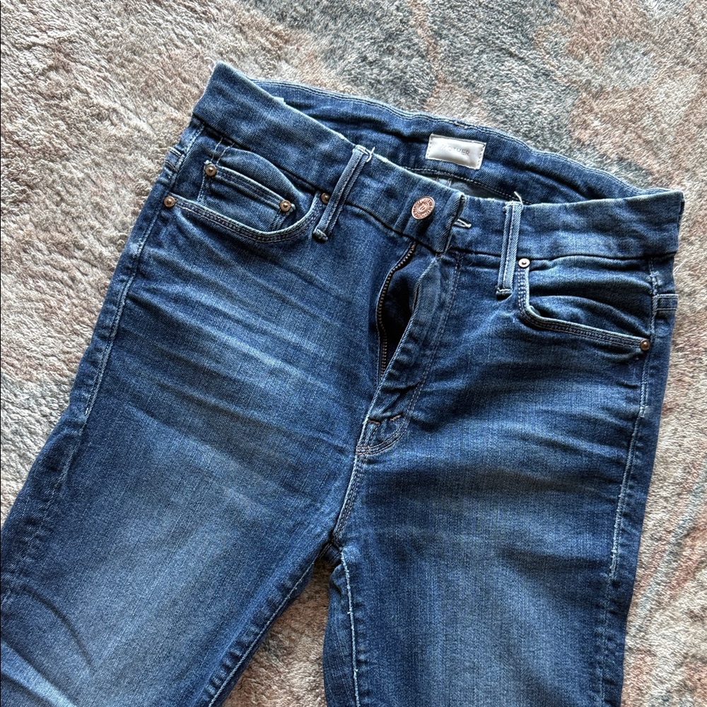 MOTHER Women Jeans Skinny Dark Blue Denim - Picture 6 of 7